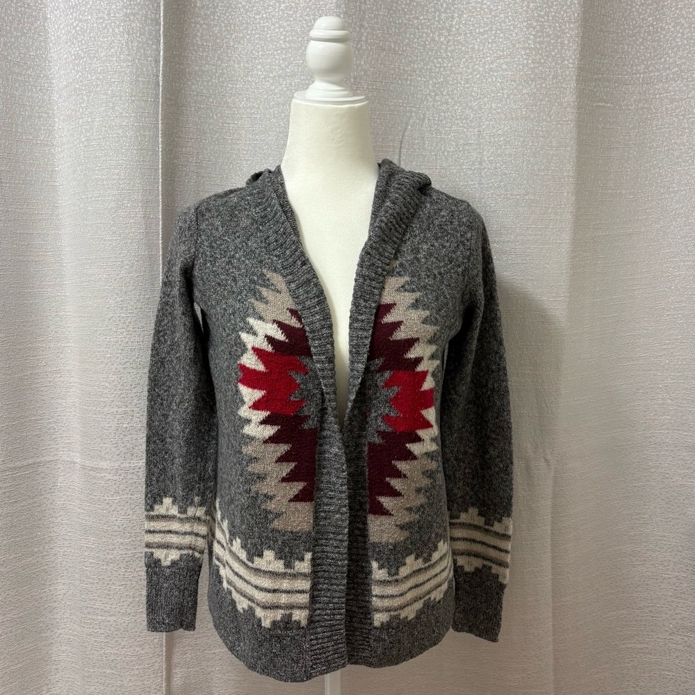 Hollister Women's  Open Front Hooded Cardigan Geometric, Aztec, Boho Size XS